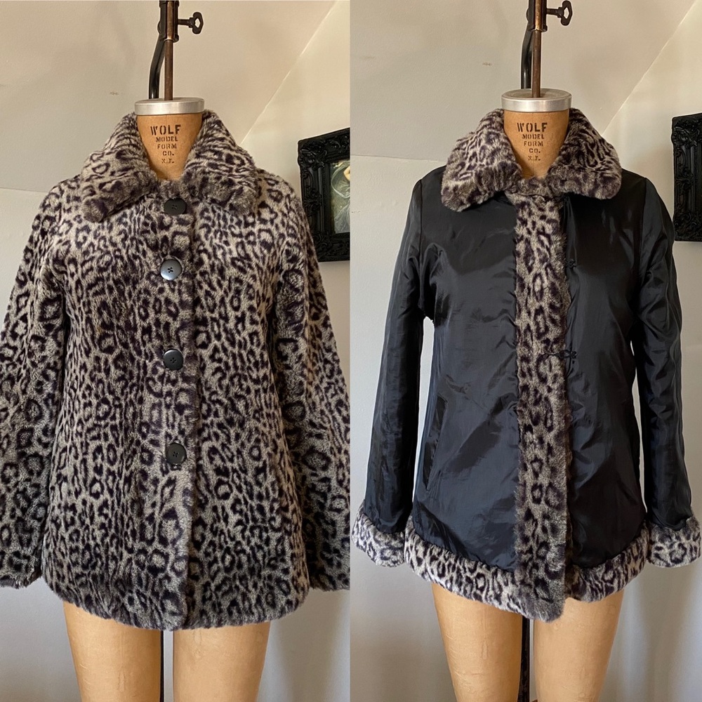 90s TAXI faux fur reversible leopard print coat